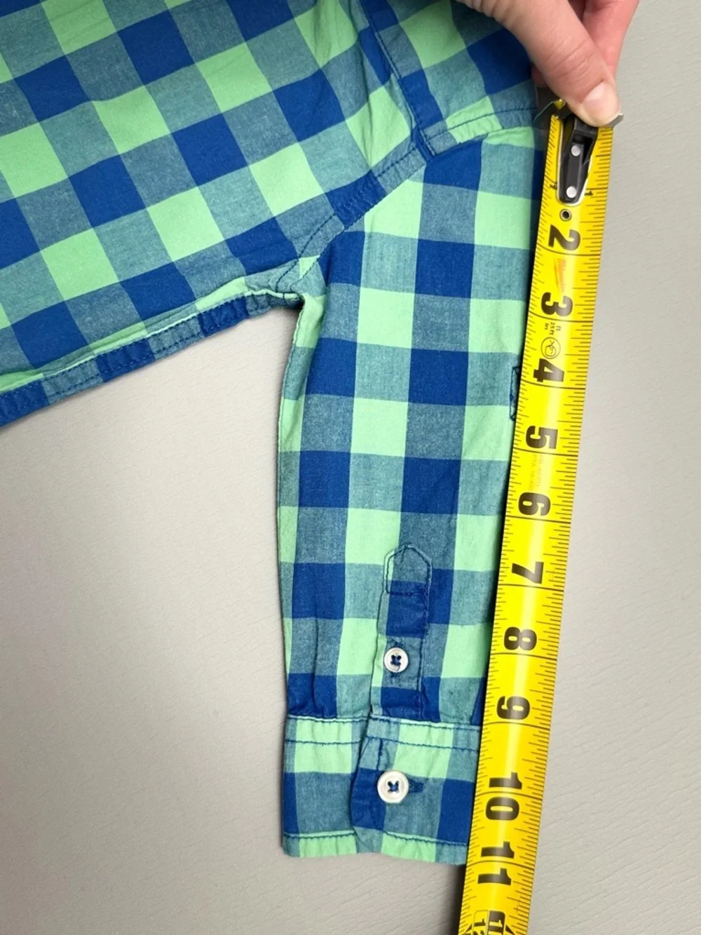 GAP Kids Blue and Green Checkered Button-Down Shirt